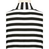 Black and White Striped Elbow Patching PU Leather Long Sleeve Knitted Cardigan Fall Slim Spring Autumn Women Sweater
