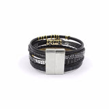 Black leather bracelet tassel charm bracelets magnet buckle Friendship bracelet Bohemian bracelets&bangles 