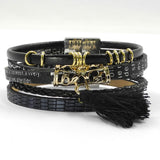 Black leather bracelet tassel charm bracelets magnet buckle Friendship bracelet Bohemian bracelets&bangles 