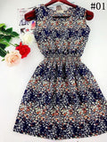 Spring summer autumn new Korean Women casual Bohemian floral leopard sleeveless vest printed beach chiffon dress