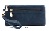 Fashion Women Wallets Dull Polish Leather Wallet Double Zipper Day Clutch Purse Wristlet Portefeuille Handbags