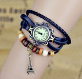 Eiffel Tower Pendant Bracelet Watches New Arrivals High Quality Women Genuine Leather Vintage wristwatches