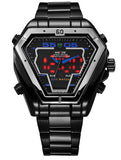 WEIDE Men Watch Stainless Steel LED Digital Quartz Multi-function Waterproof Casual Sports Watches Man Dress Wristwatches