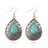Bohemia Dangle Earrings Fashion Tibetan Turquoise Water Drop Shaped Earrings For Women Long Earrings Fine Jewelry 