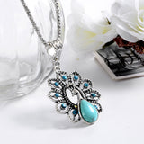 Bohemian Style Womens Jewelry Charming peacock Pendant Pretty Turquoise Stone Necklace