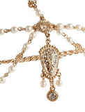 Women's Simulated Pearl Tassel Bohemian Head Chain Jewelry Forehead Dance Headpiece Hair Jewelry Band Chains Hair Accessory