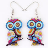 Bonsny Drop Owl Earrings Big Long Dangle Earring Acrylic Cute Pattern Fashion Jewelry For Women New Style Girl Accessories