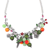 Bonsny Statement Enamel Fruit Bird Butterfly Necklace Flower AlloyLong Chain Collar  New Fashion Brand Jewelry For Women