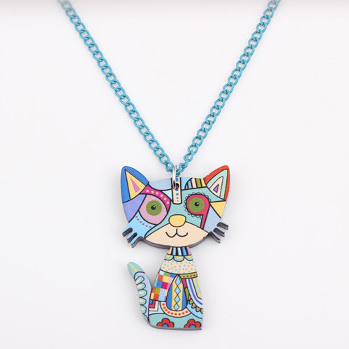 Bonsny Acrylic Cat Necklace Pendant Chain Collar Choker Pendant Animal Fashion Jewelry For Women Girs News Accessories