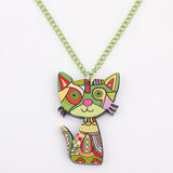 Bonsny Acrylic Cat Necklace Pendant Chain Collar Choker Pendant Animal Fashion Jewelry For Women Girs News Accessories