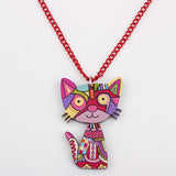 Bonsny Acrylic Cat Necklace Pendant Chain Collar Choker Pendant Animal Fashion Jewelry For Women Girs News Accessories
