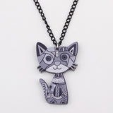 Bonsny Acrylic Cat Necklace Pendant Chain Collar Choker Pendant Animal Fashion Jewelry For Women Girs News Accessories