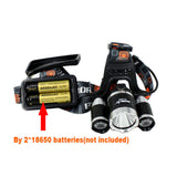 BORUIT RJ-3000 4 Modes 3xCree XM-L T6 4000 Lumens Rechargeable Headlamp(Black,2x18650)