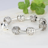 Bracelet For Women Crystal Bead Charm Bracelet Fit Original Snake Chain Bracelet for Women Authentic Jewelry Gift