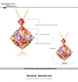 Fashion High Quality Luxury Wedding Jewelry 18K Golden Plated Necklaces & Pendants Inlay Colorful Zircon Crystal