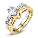 New Luxury 18K Gold Plated Finger Set Ring for Women Ladies with Cubic Zircon Crystal Jewelry Birthday Gift