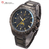 Brand New Shark Sport Watch Bezel Chronograph 24 Hours Black Yellow Dial Stainless Steel Band Men Outdoor Wristwatch Gift