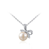 Brand Pearl Jewelry Big Pearl Pendant Necklace Bowknot Necklace Gold/Silver Chain Royal Necklace Women Fashion