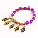 Brand Designer  Colors Summer Style Vintage Bracelet Crystal Alloy Hamsa Hand Fatima Bracelets Trendy Classic Jewelry