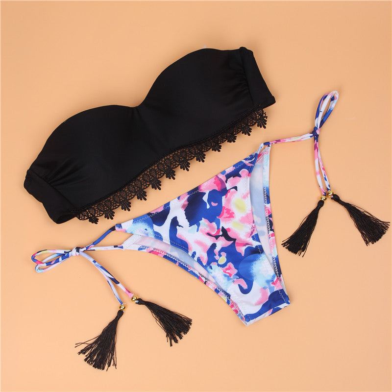 New Brazil flowers nails pants sexy bikini swimsuit bikini swimsuit women European and American fashion