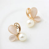 Brincos Simulated Pearl Earrings for Women Crystal Boucle d'oreille Femme Butterfly Fashion Jewelry Stud pendientes bijoux