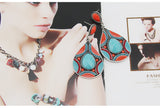 Brincos Charming Ethnic Tibetan Silver Oval Rimous Turquoise Crystal Drop Dangle Earrings Christmas Gift for Women