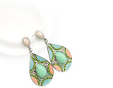 Brincos Charming Ethnic Tibetan Silver Oval Rimous Turquoise Crystal Drop Dangle Earrings Christmas Gift for Women