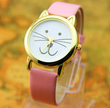 Leather Cat watches Fashion Leather Quartz watch Women Dresses Watches