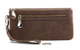 Fashion Women Wallets Dull Polish Leather Wallet Double Zipper Day Clutch Purse Wristlet Portefeuille Handbags