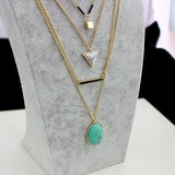 CHOKER Brand Bohemia Body Chain Triangle Necklace Multilayer Turquoise 18K Gold Necklace for Women Boho Summer Jewelry