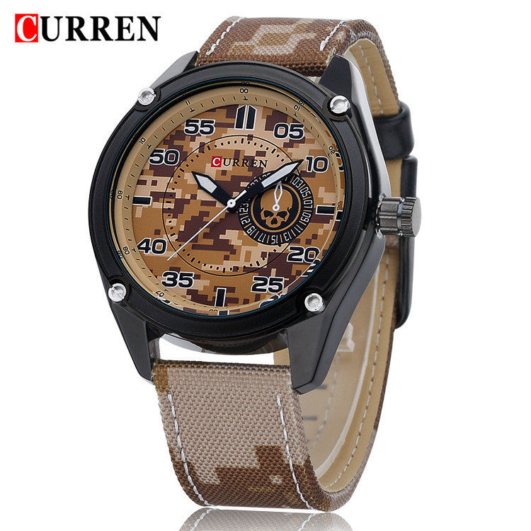 CURREN New Army Watch Leather Strap Analog Display Men's Quartz Watch Military Sport Watch Men's Wristwatch