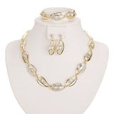Fine African Beads Jewelry Sets For Women Party 18k Gold Plated Crystal Pendant Necklace Earrings Wedding Accessories
