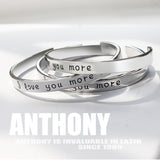 Carving Letter "I love you more" Heart Hollow Simple Creative Lovers Bangles Armreif bijoux pulseras Opening Bracelet Jewelry