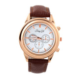 Casual Watches Unisex gold Case Dress watch elegant white dial quartz Watches PU belt analog wristwatches