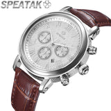 Casual watch style men wrist watches fashion outdoor men's leather luxury brand top calendar designer business quartz watch