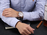 Casual watch style men wrist watches fashion outdoor men's leather luxury brand top calendar designer business quartz watch