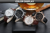 Casual watch style men wrist watches fashion outdoor men's leather luxury brand top calendar designer business quartz watch