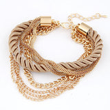 Charm Bracelet for women Fashion Jewelry Gold Chain Braided Rope Multilayer Bracelets & Bangles for Women