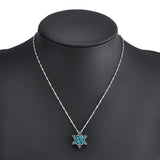 Charm Vintage lady Blue Crystal Snowflake Zircon Flower Silver Necklaces & Pendants Jewelry for Women 