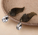 Charm Fashion 1pcs Right Retro Angel Wings Drop Crystal Jewel Tassel Ear Whiite Earrings Jewelry For Women Jewellery