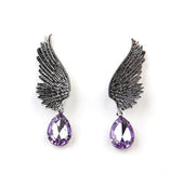 Charm Fashion 1pcs Right Retro Angel Wings Drop Crystal Jewel Tassel Ear Whiite Earrings Jewelry For Women Jewellery