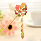 Vintage Chinese Ancient Classical Lady Styling Tools Wedding Hair Accessories Peacock Hair Sticks Butterfly Hairpins Tiara Hair Jewelry
