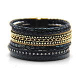 Christmas Gift Fashion Multilayer Leather Leopard Magnet Bracelet