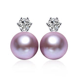 Classic Princess Earrings 100% real freshwater pearl earrings for women white/pink/purple hot seeling 925 silver jewelry 