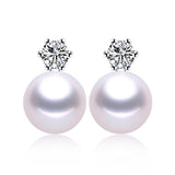 Classic Princess Earrings 100% real freshwater pearl earrings for women white/pink/purple hot seeling 925 silver jewelry 