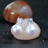Classic Real freshwater pearl earrings 925 silver jewelry for women wholesale price white/pink/purple