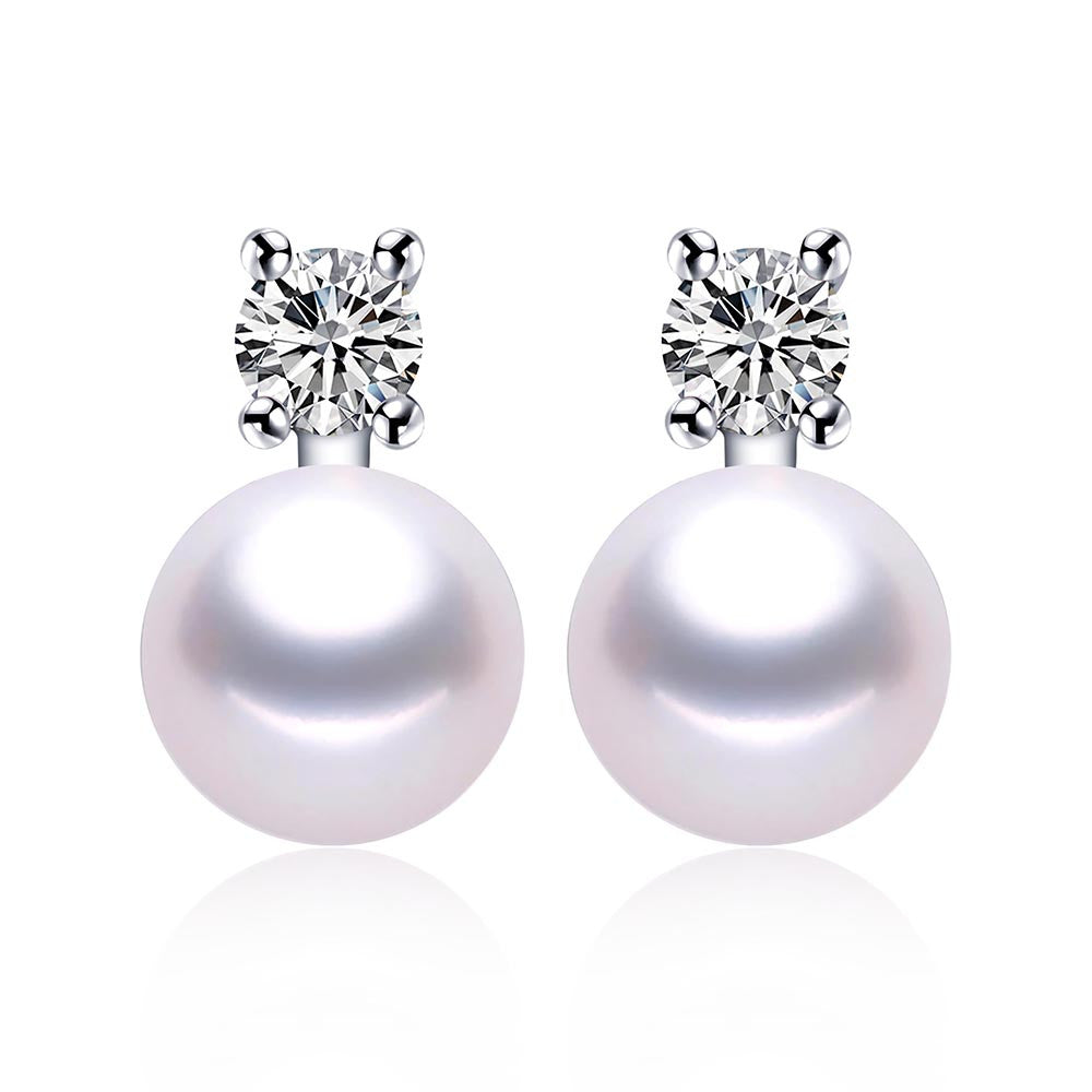 Classic Real freshwater pearl earrings 925 silver jewelry for women white/pink/purple