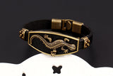 Classic Animal Lizard Leather Charm Bracelet & Bangles Alloy Easy Hook Men Bracelets Fashion Jewelry Black Colors