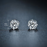 Classic Crown Shaped Stud Earrings 0.75ct Top Grade CZ Diamond Brincos White Gold Plated Earrings for Women Jewelry