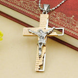 Classical Catholic Church Stainless Steel Jesus Cross Necklace Religion Crucifix Pendant Jewelry For Men&Women